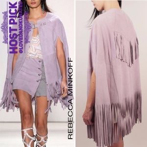 Rebecca Minkoff Suede Fringe Poncho Hobo Coat Jkt